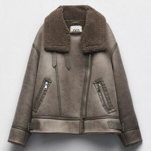 Zara Brown Faux Shearling Jacket. Like new